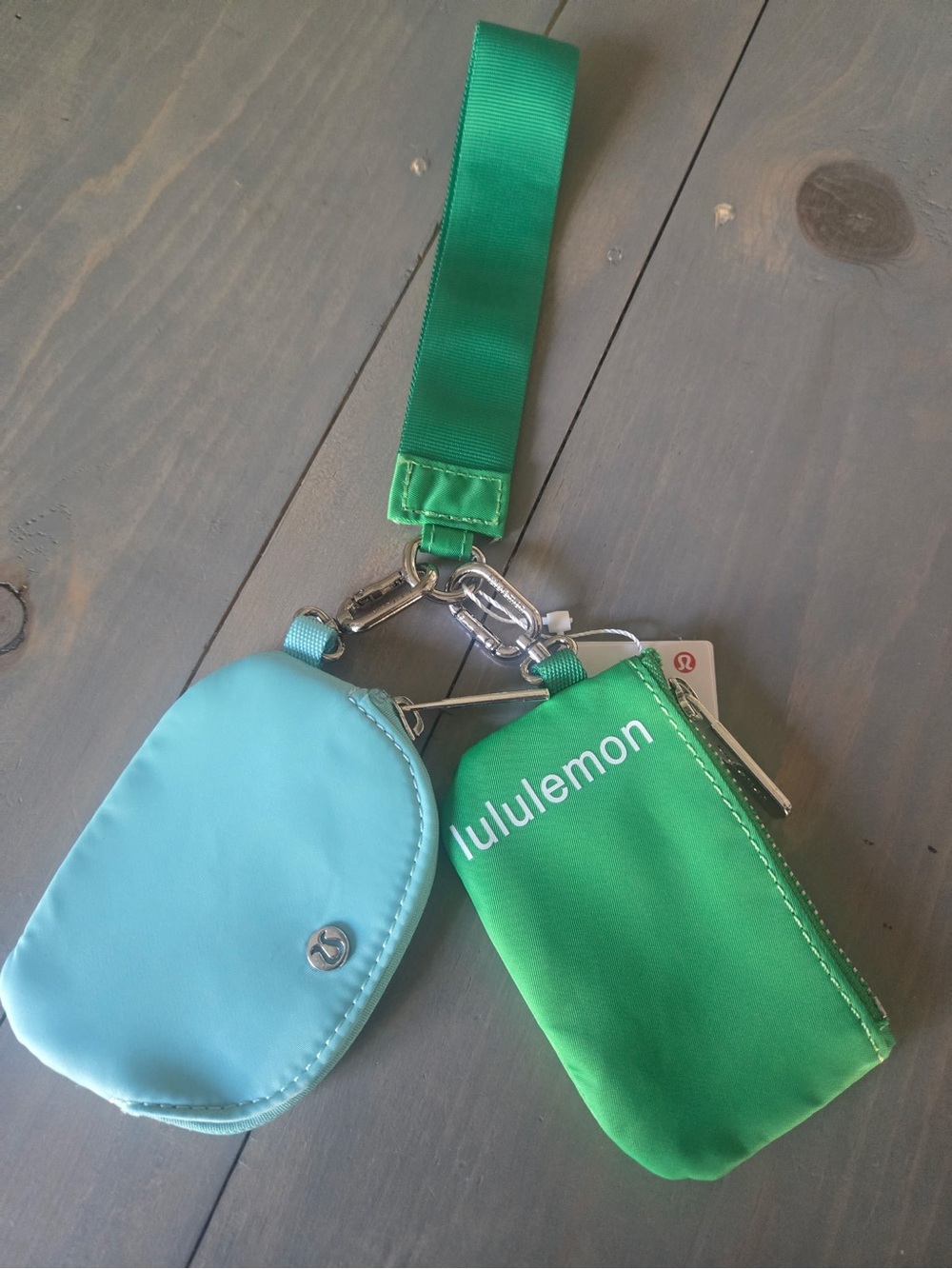 Lululemon Green Light Blue Key Pouch Wristlet dual purse coin bag